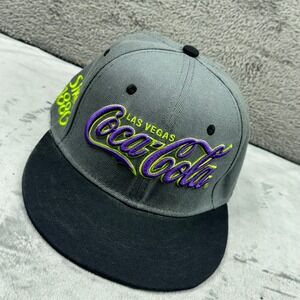 Coca-Cola Snapback Hat Men OS Grey Black Las Vegas Script Logo 2014 Excellent